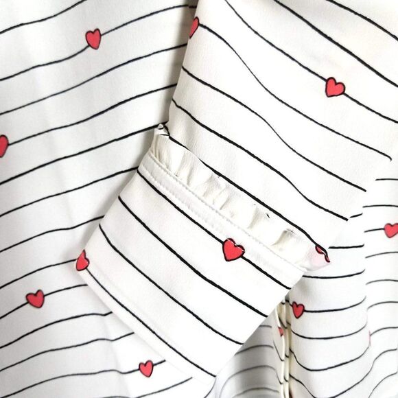 Court & Rowe Striped Heart Print Button Up Blouse - Picture 9 of 12